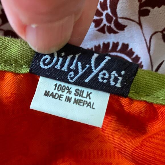 SILLY YETI Top S Tank Ruffles Tiered Mixed Print Boho Silk Festival CottageCore - Picture 6 of 6